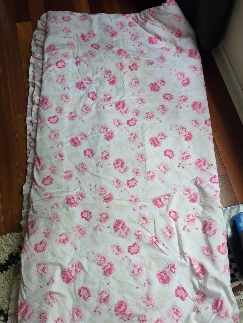 > RACHEL ASHWELL SHABBY CHIC PEONY ROSES RUFFLED COMFORTER Set